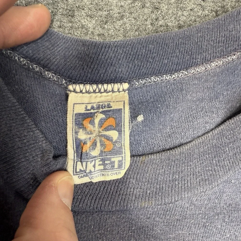 Vintage Nike T Shirt Single Stitch L 70s Pinwheel Tag RARE Crazy Fade - Picture 4 of 8
